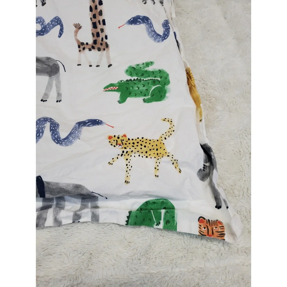 Pottery Barn Kids White Animal Organic Cotton Silly Safari Standard Pillowcase